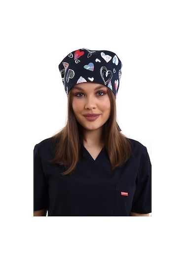 Lacivert Love Desenli Cerrahi Bone - Doktor Bone-Standart-5004 Laci Love