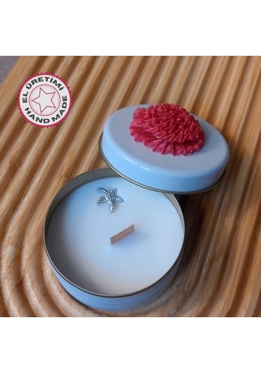 Uretti - Ayşe 7362 2296 El Yapımı Yasemin Kokulu Metal Kutuda Mum - 3 X 7 Cm Beyaz