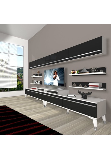 Decoraktiv Ekoflex 360y Mdf Silver Tv Ünitesi Tv Sehpası Beyaz - Siyah