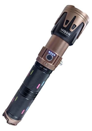 Wıson Ws-6540 Profesyonel Yakıcı Özellikli El Feneri 50w 5000 Lümen 19200 Mah Zoomlu & Type-c Şarjlı Siyah - Kahverengi