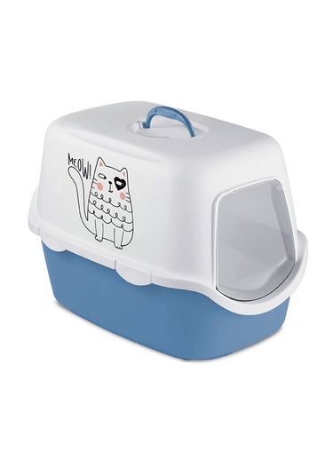 Stefanplast Griffe Baskılı Kapalı Tuvalet Mavi/beyaz 56x40x40 Cm