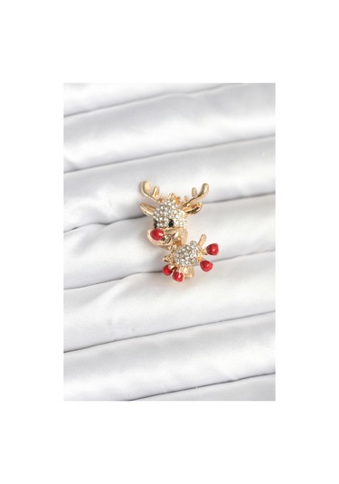 Noel Geyiği Model Yılbaşı Temalı Broş Çok Renkli
