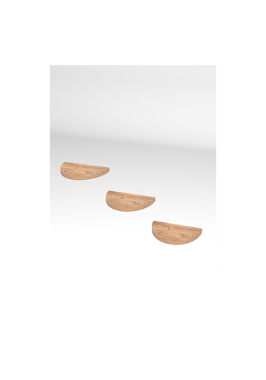 Duvar Rafı Dekoratif 3 Adet Çiçeklik Oval Ceviz