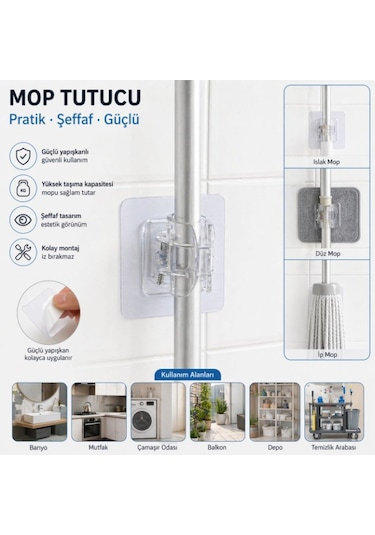 River World Mop Ve Kablo İçin Tutucu Yapışkanlı Kıskaçlı