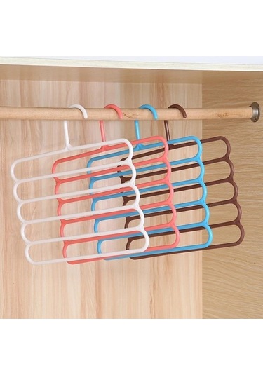 Novahub Çok İşlevli 5 Katmanlı Pantolon Askısı Tutucuları - Elbise Askısı Depolama Rafı - Gardırop Dolap Düzenleyici - Kahverengi, Yerden Tasarruf Sağlayan Kahverengi