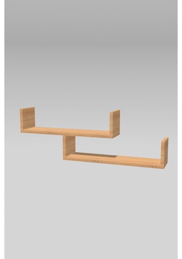 Ahşap Dekoratif Duvar Rafı İkili