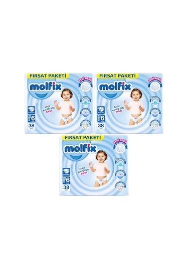 Molfix Bebek Bezi Beden:6 15+kg Extra Large Aylık 114 Adet 3'lü