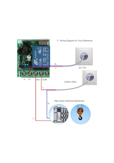 Yuntech01 12v Dc Uzaktan Kumanda Anahtarı 3 Kumanda - Kapı Kilidi, Motor, Led Kontrolü - 3.5cm Küçük Boyut - 100m Mesafe - Ak-rk01sy-12