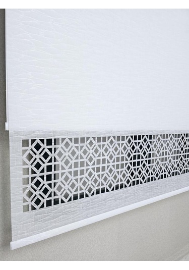 Bbb Keten Kumaşlı Lazer Kesim Tül Stor Perde Mlt1004 Beyaz