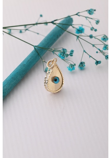 14 Ayar Altın Damla Göz Kolye Ucu