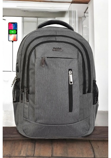 Gri Sportif Darbe Emici Su Geçirmez 14-16 İnç Laptop Sırt Çantası Renkli Çok Renkli