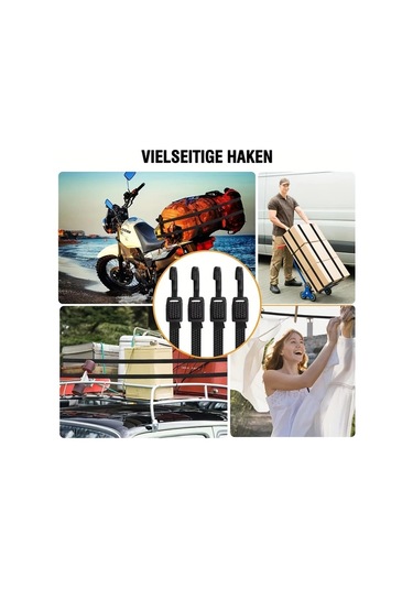 Hightower 4 Adet Siyah Esnek Askı Kayışı - 100 Cm / 40 İnç, Kamp, Çadır, Bisiklet Ve Kamyonlar İçin Diğer