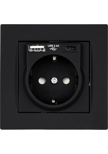 Mutlusan Usb Type C Priz 2.4ah Karavan Usb Priz - Siyah-1006
