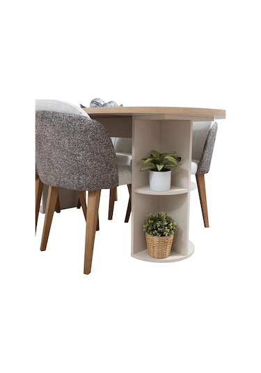 Eris Yemek Odası Takımı Yemek Masası + 4 Adet Sandalye Beyaz