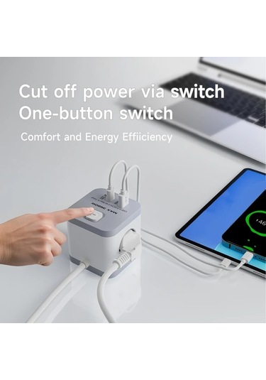 Honeybeeshop Lıpwel 3680w Maksimum Güç Kaynağı Küpü Usb Hızlı Şarj 17w Çıkış 16a 3680w Kapasite 3 Metre Beyaz Seyahat Adaptörü