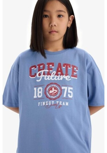 DeFacto Kız Çocuk Oversize Geniş Kalıp Bisiklet Yaka Baskılı Kısa Kollu Yazlık Elbise E5805A825HSBE418 DeFacto Kız Çocuk Oversize Geniş Kalıp Bisiklet Yaka Baskılı Kısa Kollu Yazlık Elbise E5805A825HSBE418