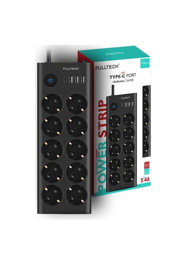 Ftr14 Type-c Girişli Akım Korumalı 10 Lu Priz, 3 Usb 1