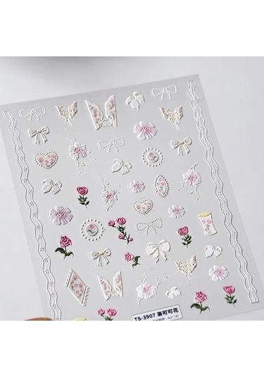 1 Adet 5d Japon Pembe Petal Kabartmalı Nail Art Etiketler Zarif Retro Çiçek Kendinden Yapışkanlı Transfer Tırnak Süslemeleri Çıkartmaları Dıy Kaplan Şerit