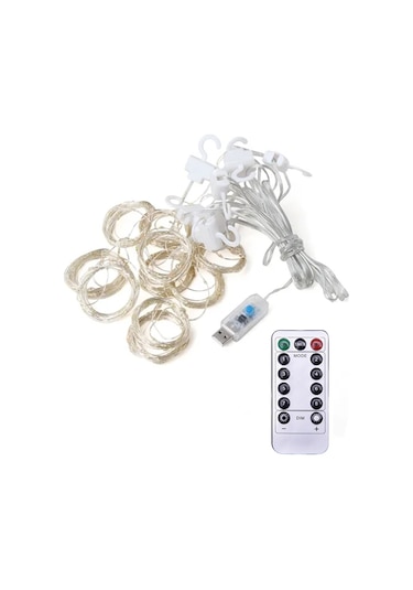 Geeksen 10x10ft 300led Perde Işık Zinciri 8 Modlu Kumandalı Bakır Tel Şelale Işıkları - Düğün, Parti, Ev Dekorasyonu Çok Renkli