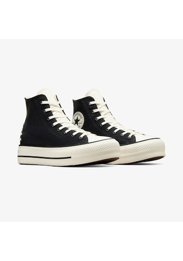 Converse Chuck Taylor All Star Crafted Laces Lift Kadın Siyah Platform Sneaker A12552c Siyah
