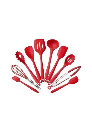 Novahub Kırmızı Renk Kutusu Silikon Tencere 10 Parçalı Yapışmaz Tencere Seti Mutfak Aletleri Bakeware Kırmızı