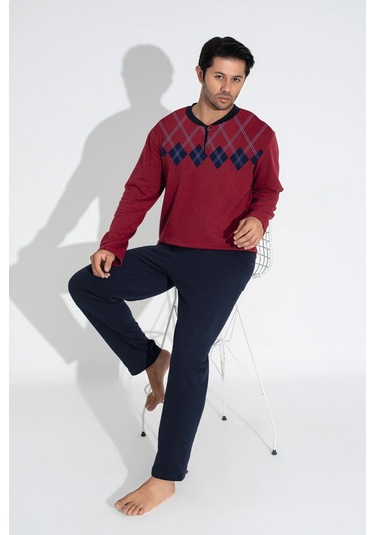 Uzun Kollu Erkek Pijama Takımı Desen7