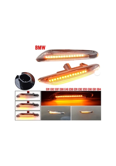 Bmw E90 E87 E60 Kayar Led Çamurluk Sinyalleri Beyaz Cam