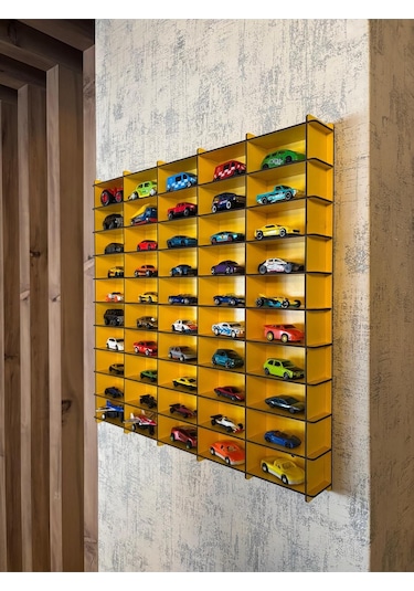 Oyuncak Araba Rafı Mobilya Sarı