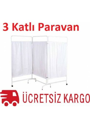 3 Kanatlı Paravan Muayene Masası Paravanı Revir Paravanı