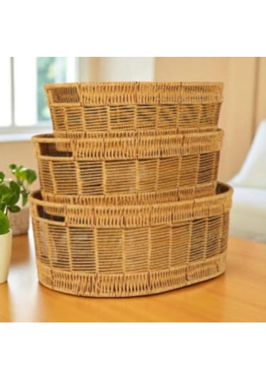Oval Rattan Küçük Boy Sepet Hasır