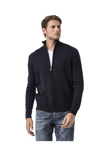 Cp282 Ultimate Zip Luxe Knit Men Sweater Navyblue