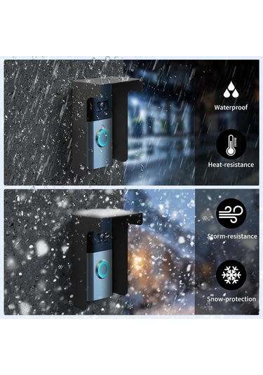 Maiyame Su Geçirmez Metal Kapı Zili Kapağı Seti, 2 Parça, 14.5x8.7x5.5 Cm Siyah