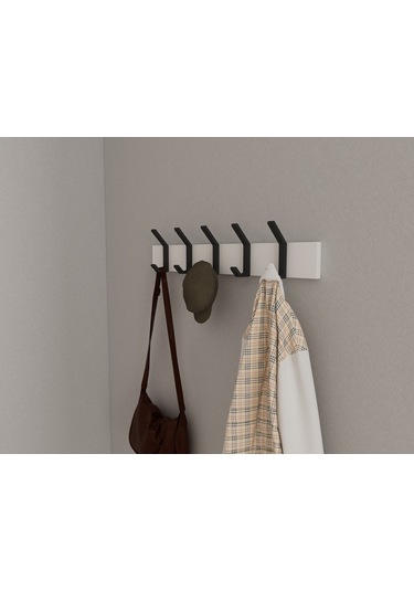 Hepsi3boyutlu Modern Duvar Kapı Askılık - 5 Adet Siyah Askılık Siyah