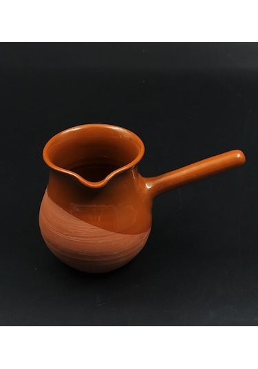 Çömlek Toprak Kahverengi Sırlı El Yapımı 2'Li Türk Kahvesi Fincan