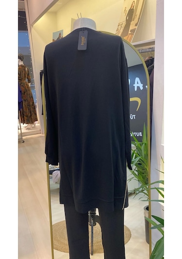 İnvee Fermuar Detayli Tunik 7047 Siyah Siyah