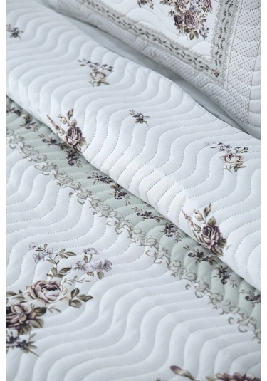 Örtüm Flower Çift Kişilik Kapitone Yatak Örtüsü - Lila