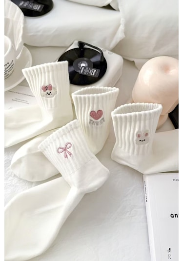 Hitit Socks Kadın 5 Çift Premium Desenli Sevimli Hayvan Ve Fi... Çok Renkli