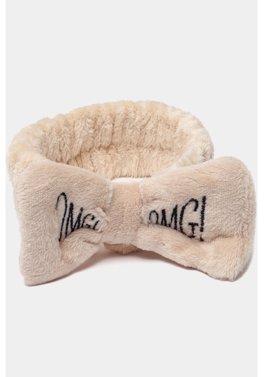 Omg Peluş Bandana Makyaj Spa Saç Bandı Krem Krem