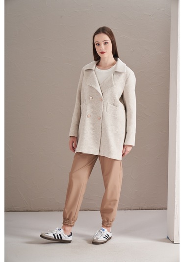 Balık Sırtı Ceket Ekru Ekru