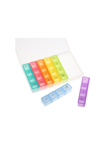 Qingmipy 28 Bölmeli Günlük İlaç Organizerı - Günde 4 Kez İlaç Almak İçin Taşınabilir Plastik Kutusu Diğer