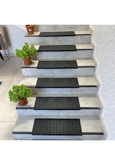 Siyah Plastik Kaydırmaz Dış Mekan Merdiven Basamak Paspası