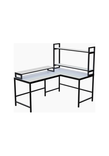 Raflı L Şekilli Ofis Masası - 610 Beyaz