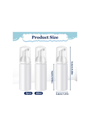 3 Adet 2oz Sabun Köpüğü Şişe Köpük Pompası Şişe Boş Seyahat Şeffaf
