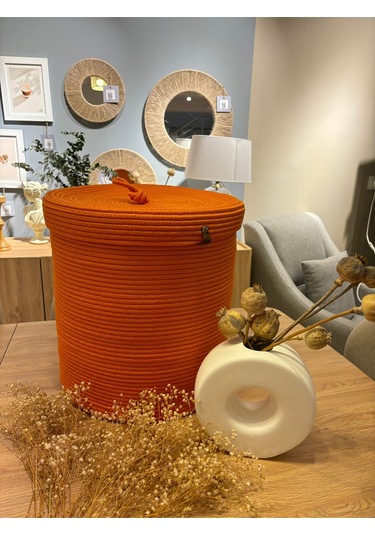 Victor Çok Amaçlı Düzenleyici Kapaklı Sepet,kapaklı Saksılık, Kapaklı Organizer 36x40 - Büyük Boy Turuncu