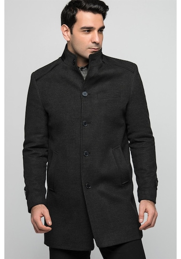 Plt8333 Dewberry Erkek Palto-Antrasit