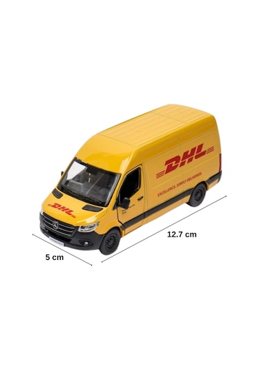 Kinsmart Mercedes Benz Sprinter Dhl Kargo Aracı Metal Model Araba Çek Bırak 12 Cm