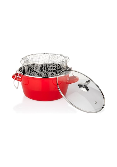 Schafer Fry Çıtır Kızartma Tencere 3 Parça 22 CM Kırmızı