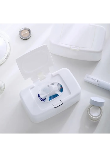 Islak Mendil Çantası 1 Adet-ıslak Mendil Islak Mendil Dağıtıcı Taşınabilir Doku Kutusu Pamuklu Çubuk Saklama Kutusu Araba Ev Ofis Masaüstü Organizatör