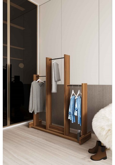 Decormet Salvitor 3lü Elbise Askısı Ceviz Çok Renkli