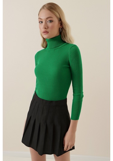 Bigdart 10311 Balıkçı Yaka Triko Kazak - D.yeşil 001